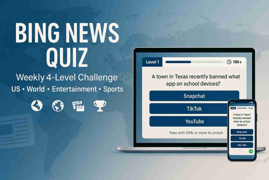 Bing News Quiz—today’s headlines question with multiple-choice answers on Bing.